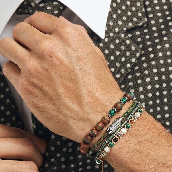 Bracelet Zeades Damier en acier et cuir