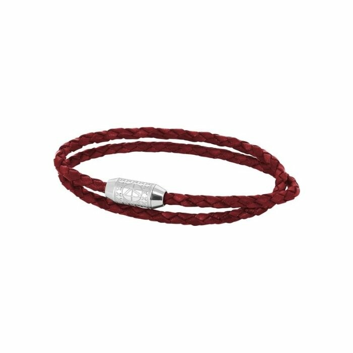 Bracelet Zeades Cosmopolitan en acier et cuir rouge