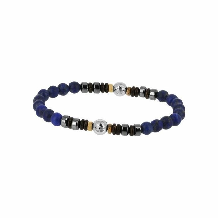 Bracelet Zeades Côte d'Ivoire en acier, lapis lazuli, hématites et noix de coco