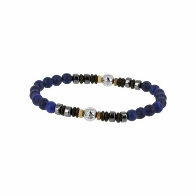 Bracelet Zeades Côte d'Ivoire en acier, lapis lazuli, hématites et noix de coco