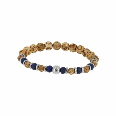 Bracelet Zeades Tchad en acier, lapis lazuli et agates