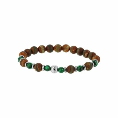 Bracelet Zeades Ghana en acier, malachites et agates