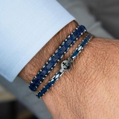 Bracelet Zeades Balsa en acier et céramique bleue foncée