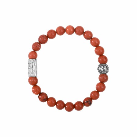 Bracelet Lauren Steven Design Belier en jaspe rouge, taille M