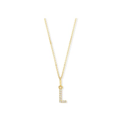 Collier Naiomy Moments Lettre L en argent doré et oxydes de zirconium