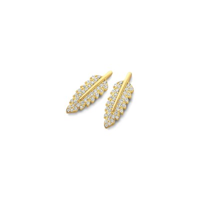 Boucles d'oreilles Naiomy Moments en argent plaqué or jaune et oxydes de zirconium