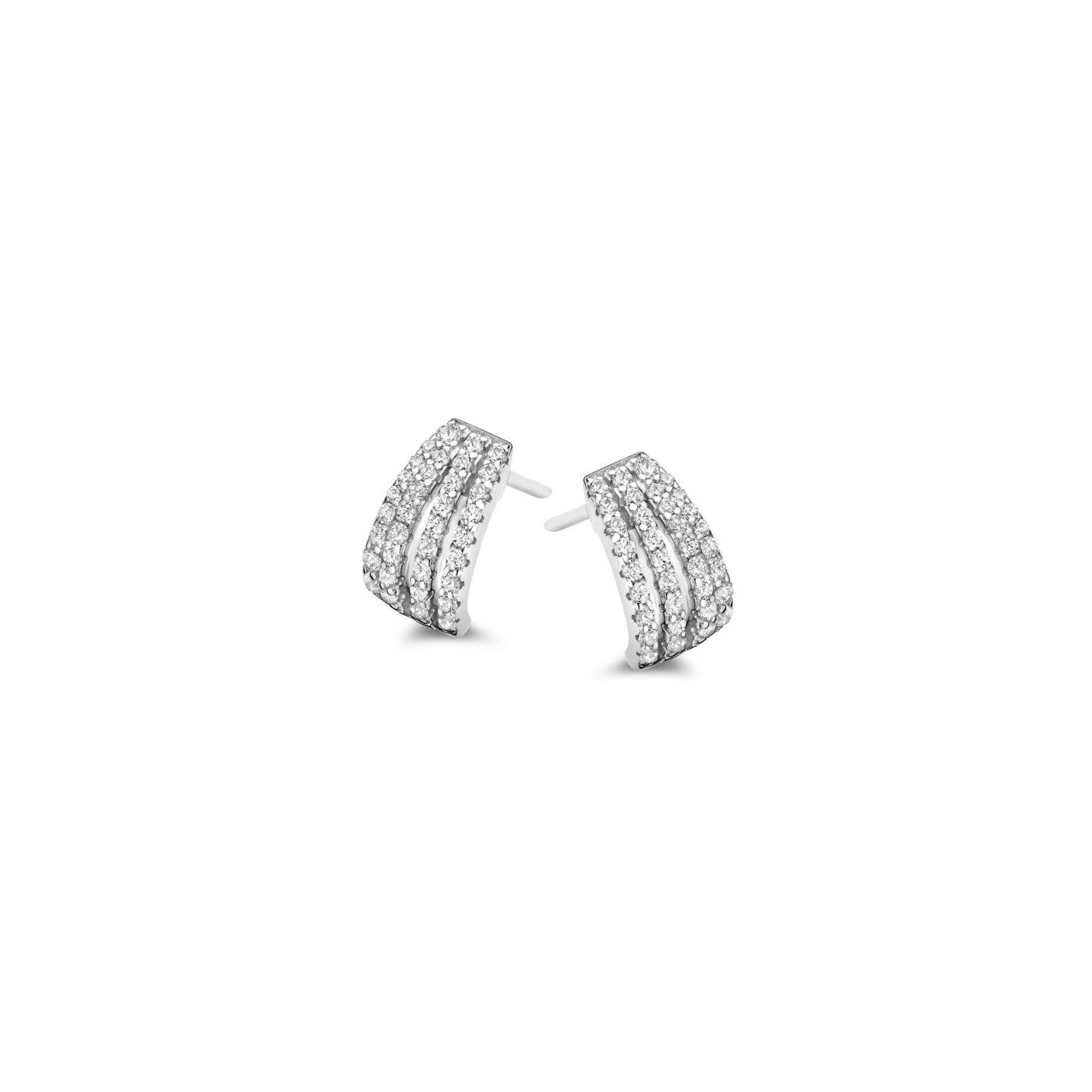 Boucles d'oreilles créoles Naiomy Silver en argent et oxydes de zirconium