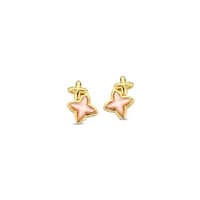 Boucles d'oreilles Naiomy Silver Etoile en argent plaqué or jaune et nacre