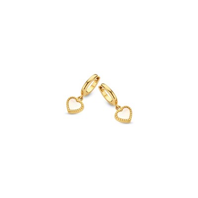 Boucles d'oreilles Naiomy Silver Cœur en argent plaqué or jaune et nacre
