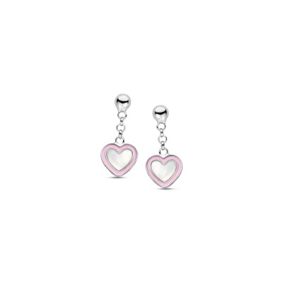 Boucles d'oreilles Naiomy Princess Cœurs en argent et nacre