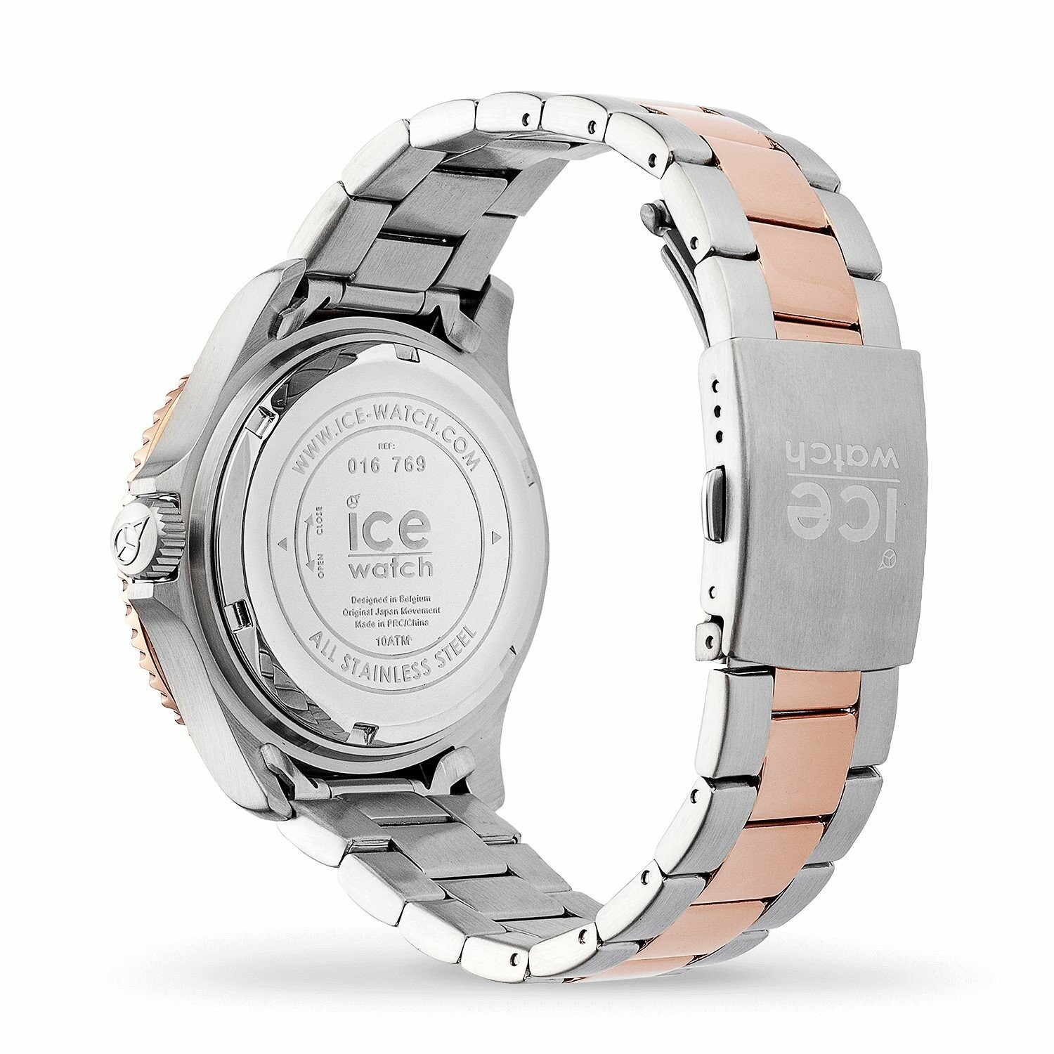 Ice-Watch ICE Steel Chic Silver Rose-gold - Orologio Uomo In Acciaio, Cassa 44mm, Quadrante Nero/bordeaux, Cinturino Metallico Bicolore - 016548 (Large)