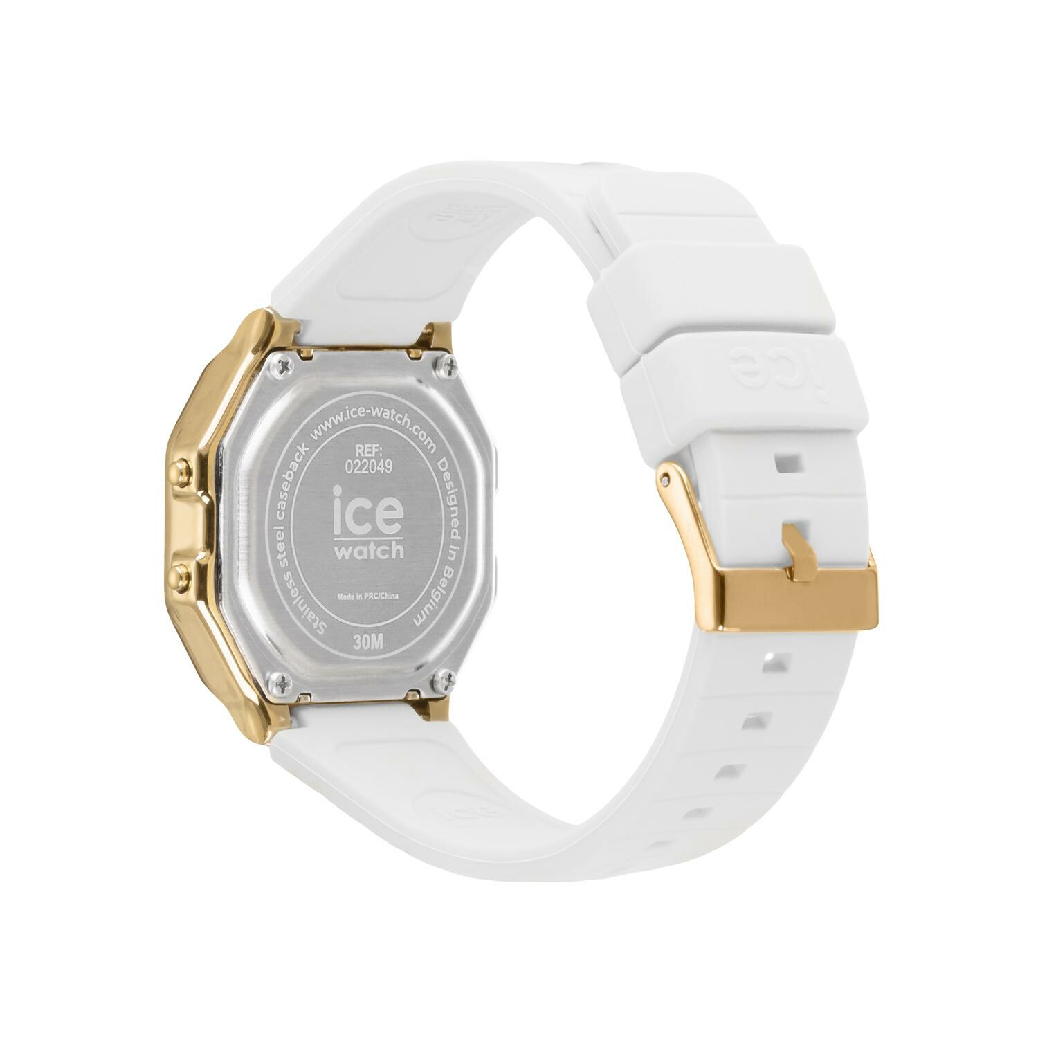 ICE-WATCH ICE Digit Retro Metal Silver Mirror White, Orologio Donna Small 32mm, Cinturino Silicone Bianco, Quadrante Metallo Specchiato