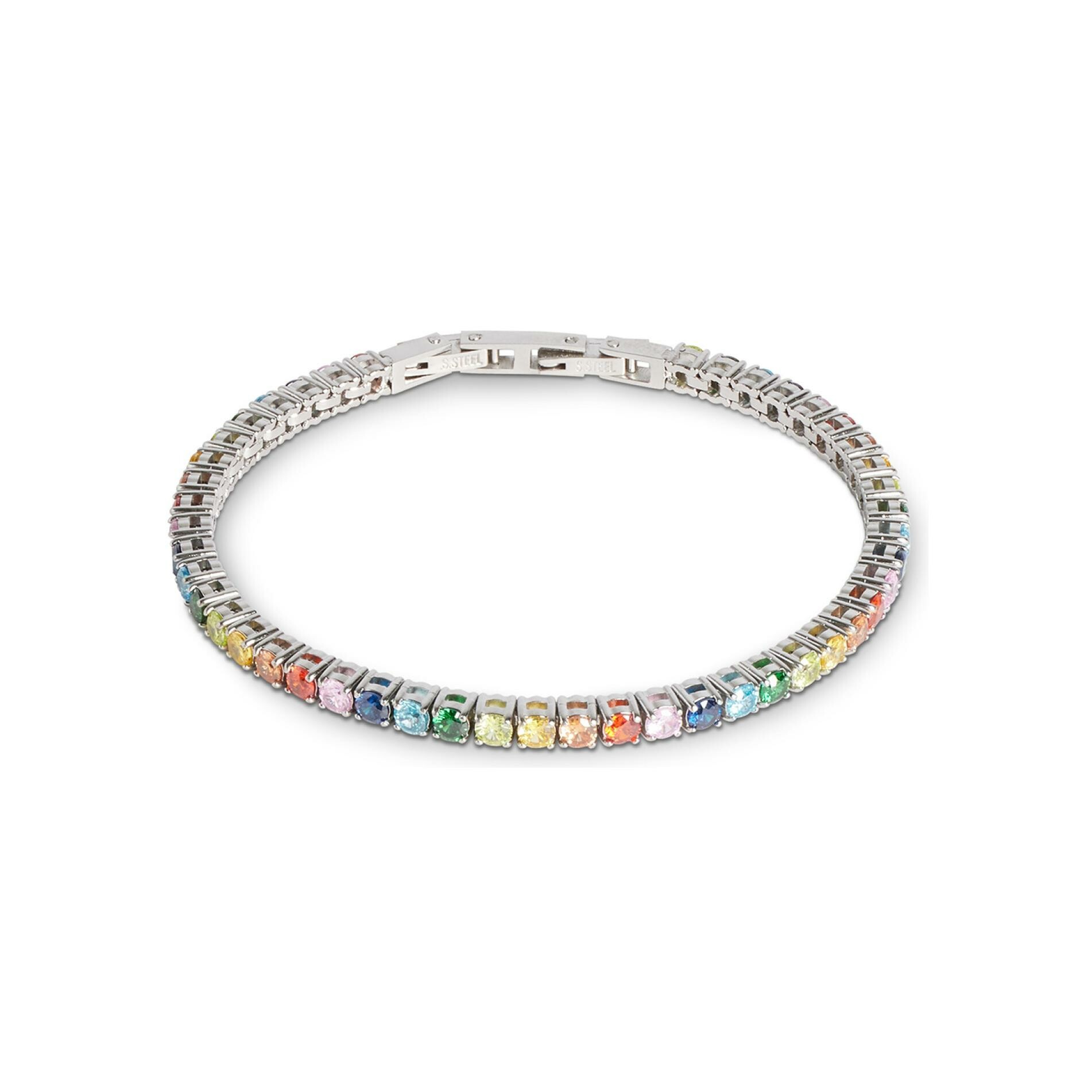 Bracelet Coeur de Lion tennis en acier et zircons
