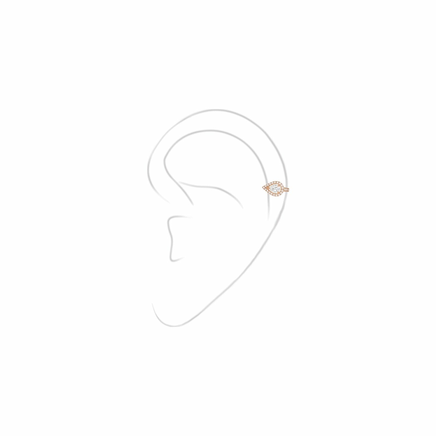 Mono boucle d'oreille clip haut Messika PS en or rose et diamants vue 2