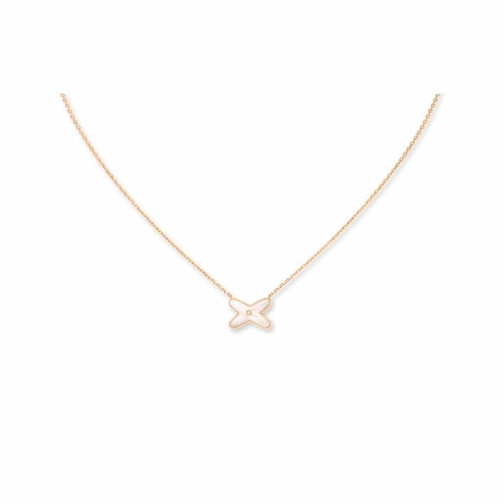 Chaumet Jeux De Liens Necklace 18K Rose Gold White Mother of Pearl With  Diamonds 082930