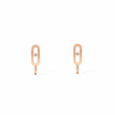Boucles d'oreilles mini créoles Messika Move Uno en or rose et diamants vue 1