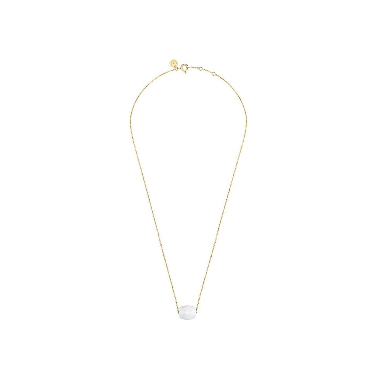 Collier Morganne Bello Friandise en or jaune et agathe blanche vue 1
