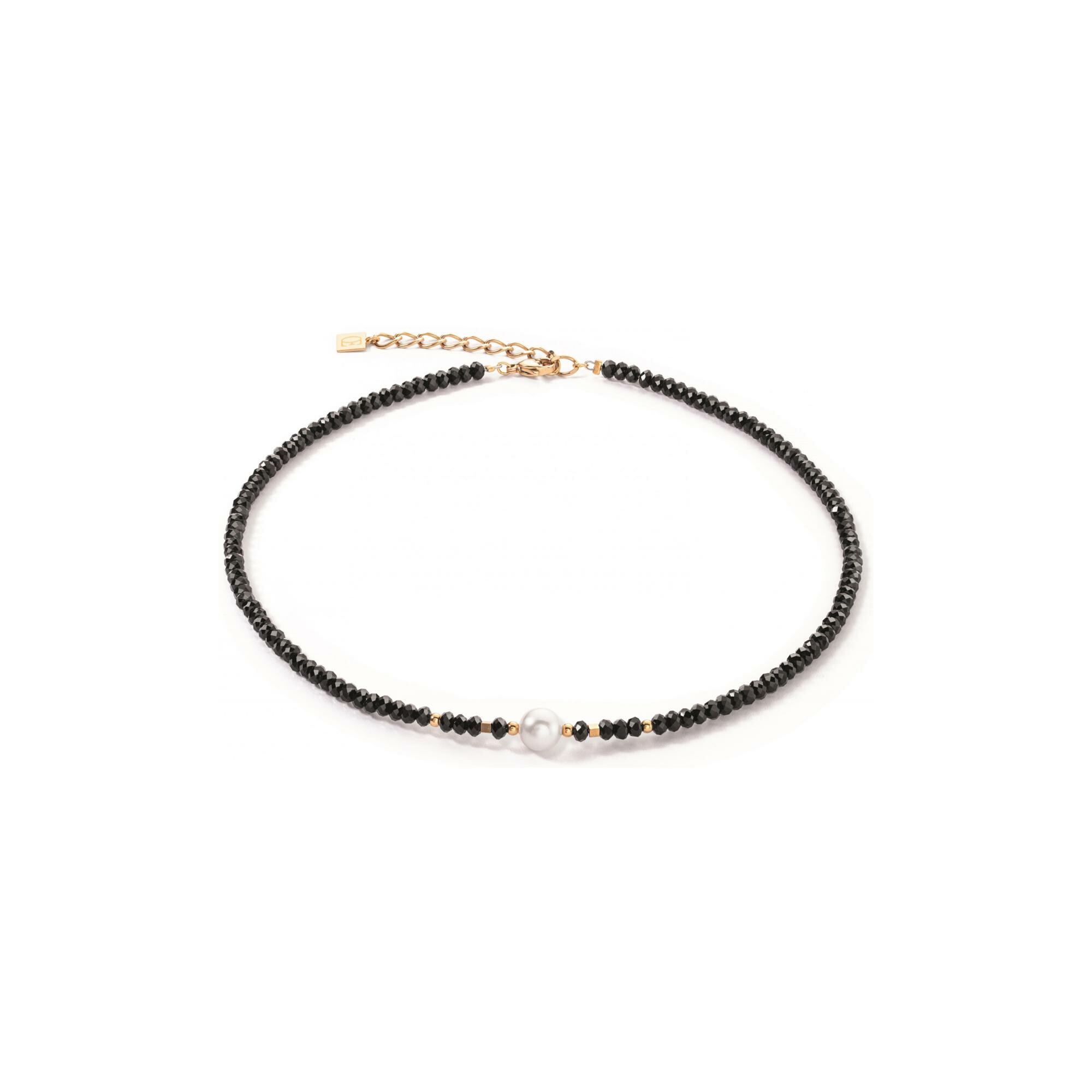 Collier Coeur de Lion Mystic Pearl en acier doré, perle d'eau douce, hématite et verre