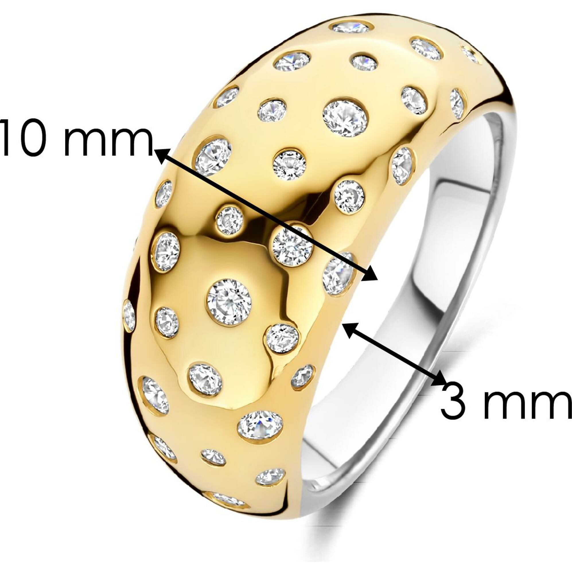 Bague Ti Sento en argent doré et oxyde de zirconium, taille 56 vue 5