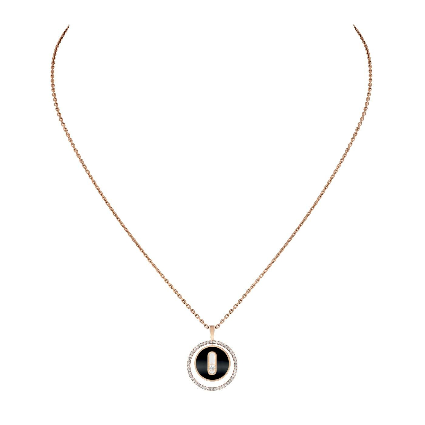Collier Messika Lucky Move en or rose, diamants et onyx, PM vue 2