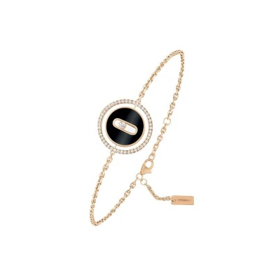 Bracelet Messika Lucky Move PM en or rose, onyx et diamants vue 1
