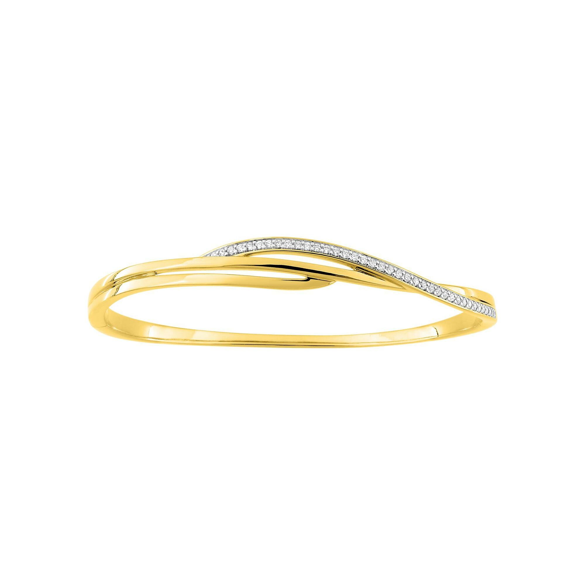 Bracelet Jonc en plaqué or et oxyde de zirconium