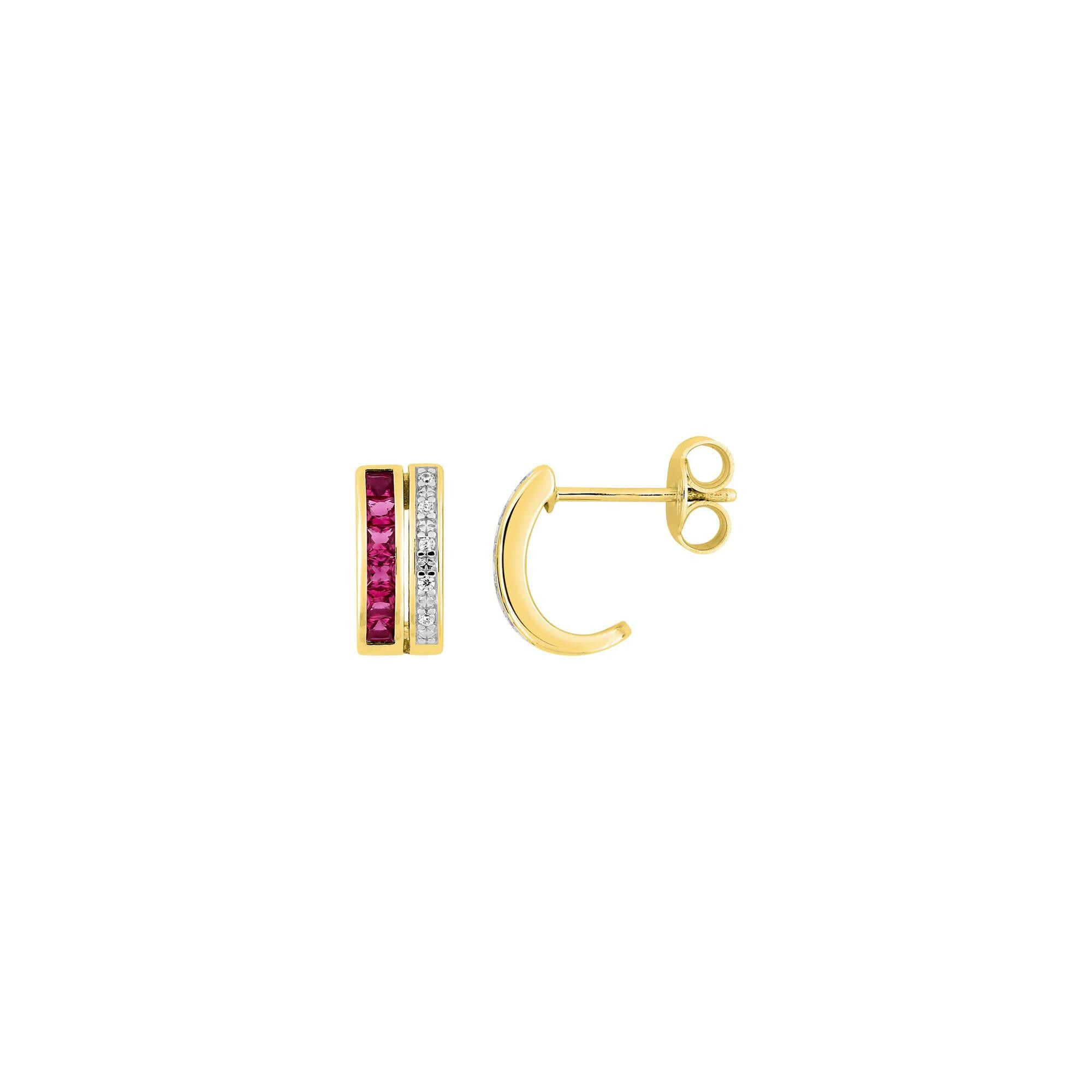 Boucles d'oreilles demi créoles en plaqué or et oxyde de zirconium
