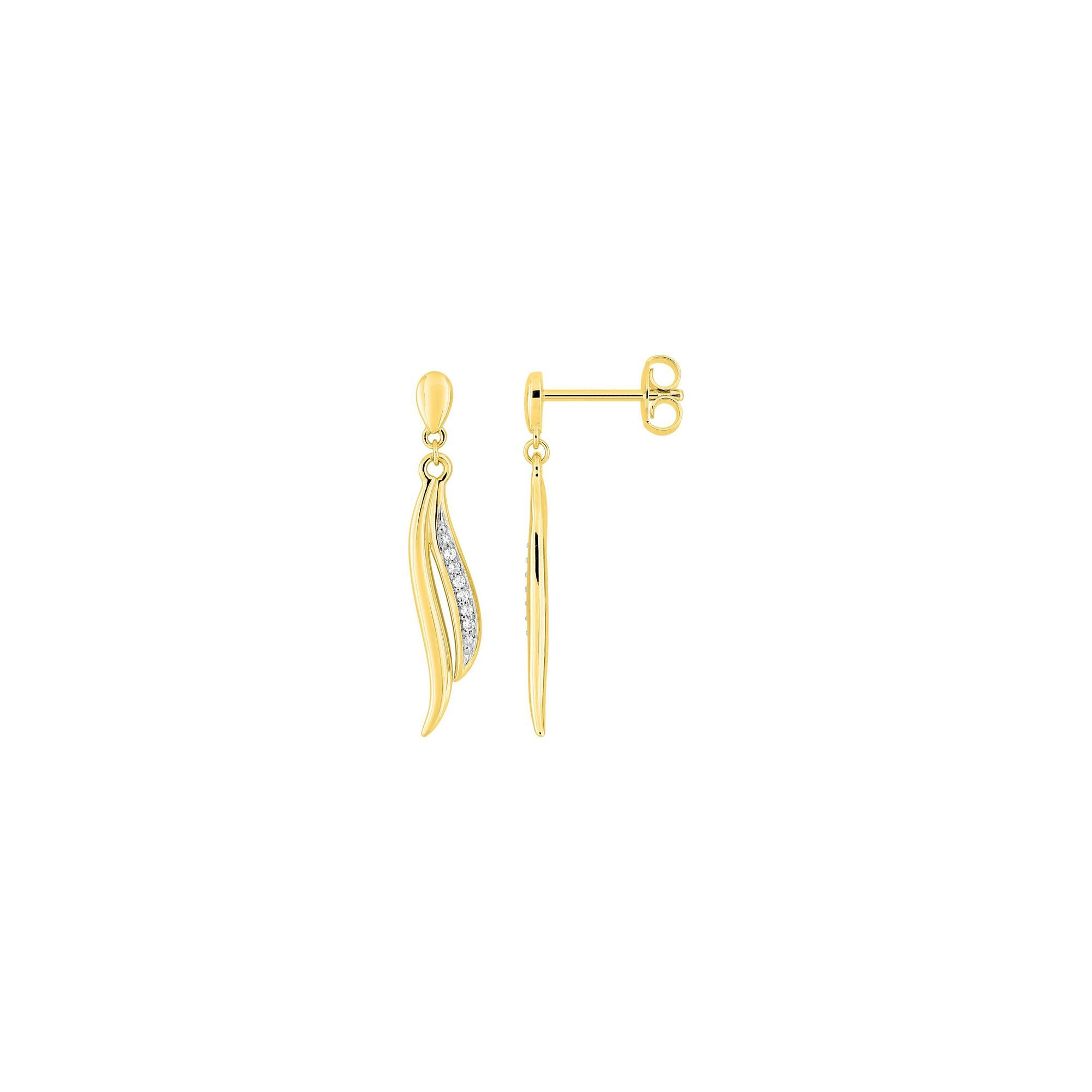 Boucles d'oreilles pendantes en plaqué or et oxyde de zirconium