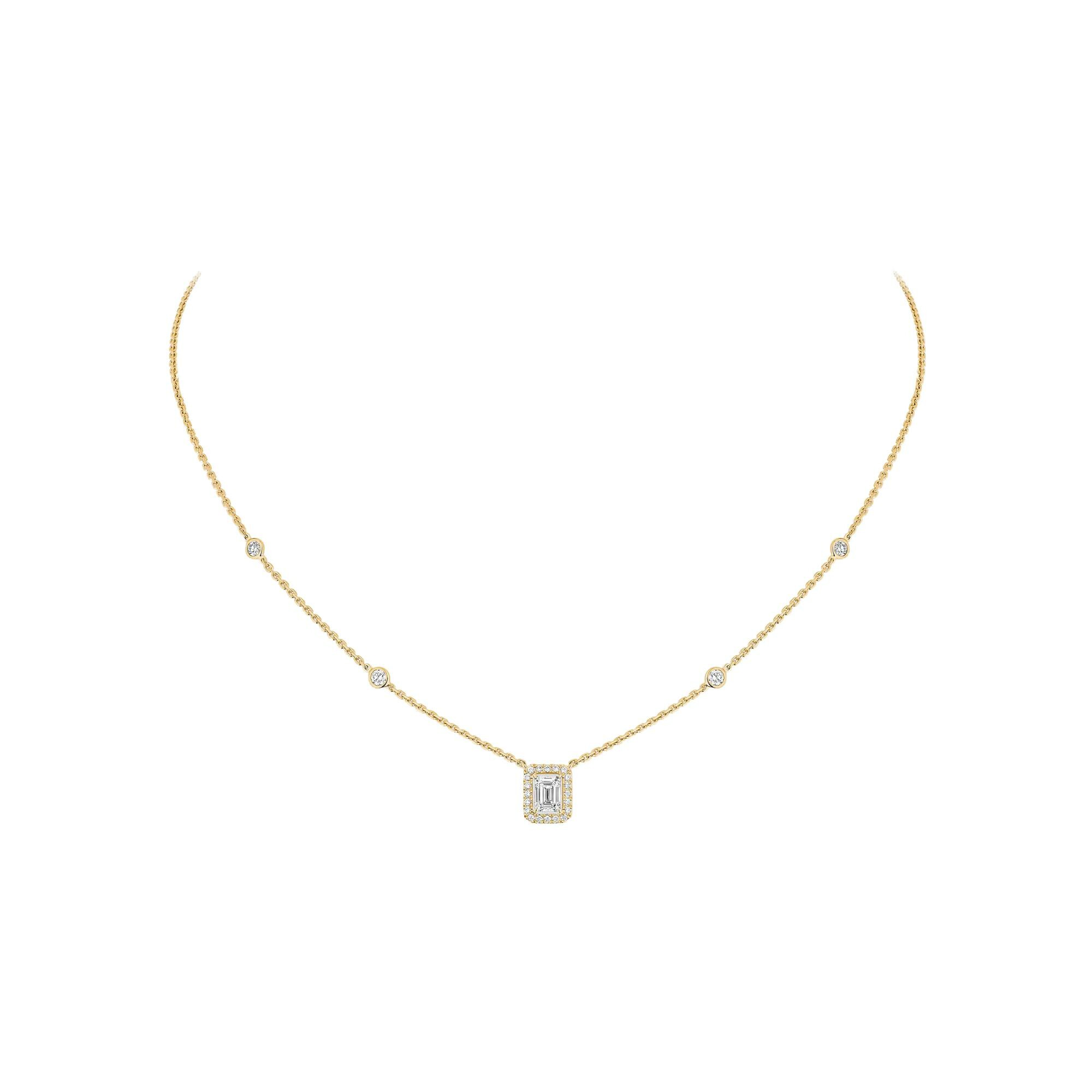 Collier Messika Joy taille émeraude en or jaune et diamant