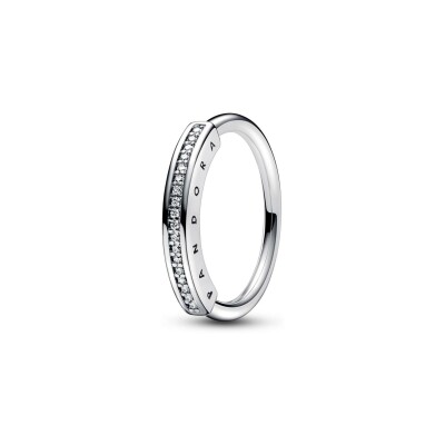 Bague Pandora Pavée I-d Signature en argent, taille 54 vue 1