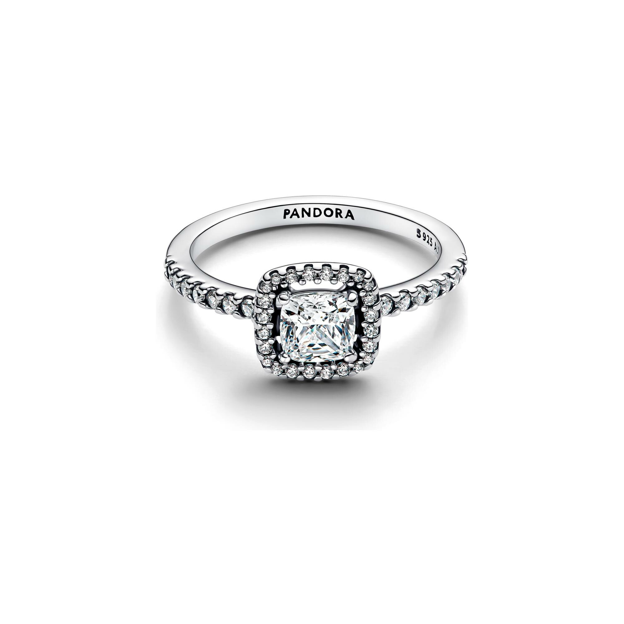 Bague Pandora Halo Carré Scintillante en argent et oxydes de zirconium, taille 56 vue 2