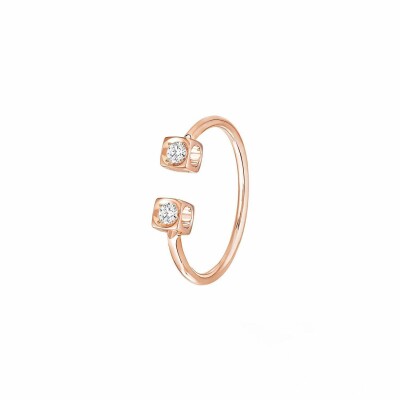 Bague dinh van Le Cube Diamant en or rose et diamants vue 1