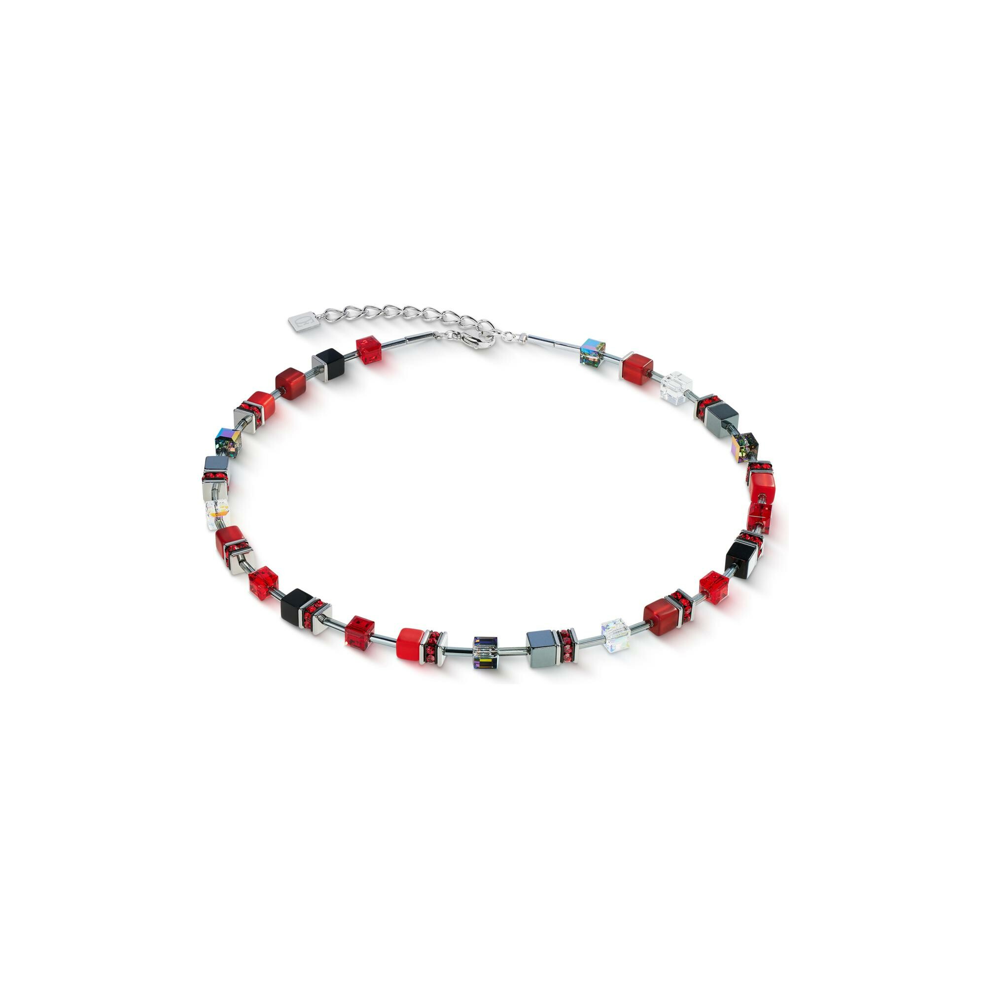 Collier Coeur de Lion GeoCUBE Iconic  en acier, hématite, cristaux Swarovski et verre, polaris et strass