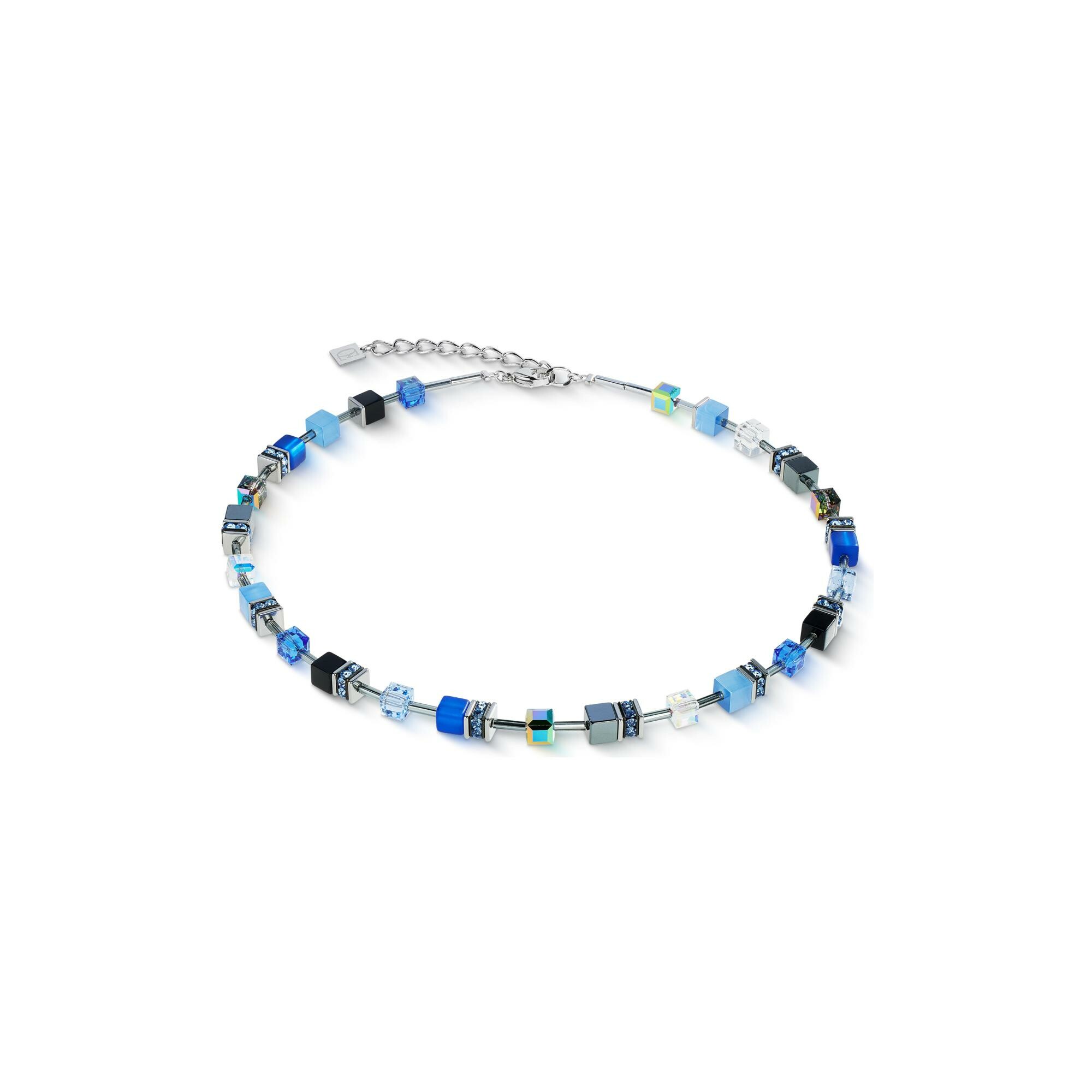 Collier Coeur de Lion GeoCUBE Iconic  en acier, hématite, oeil de tigre et cristaux Swarovski et strass