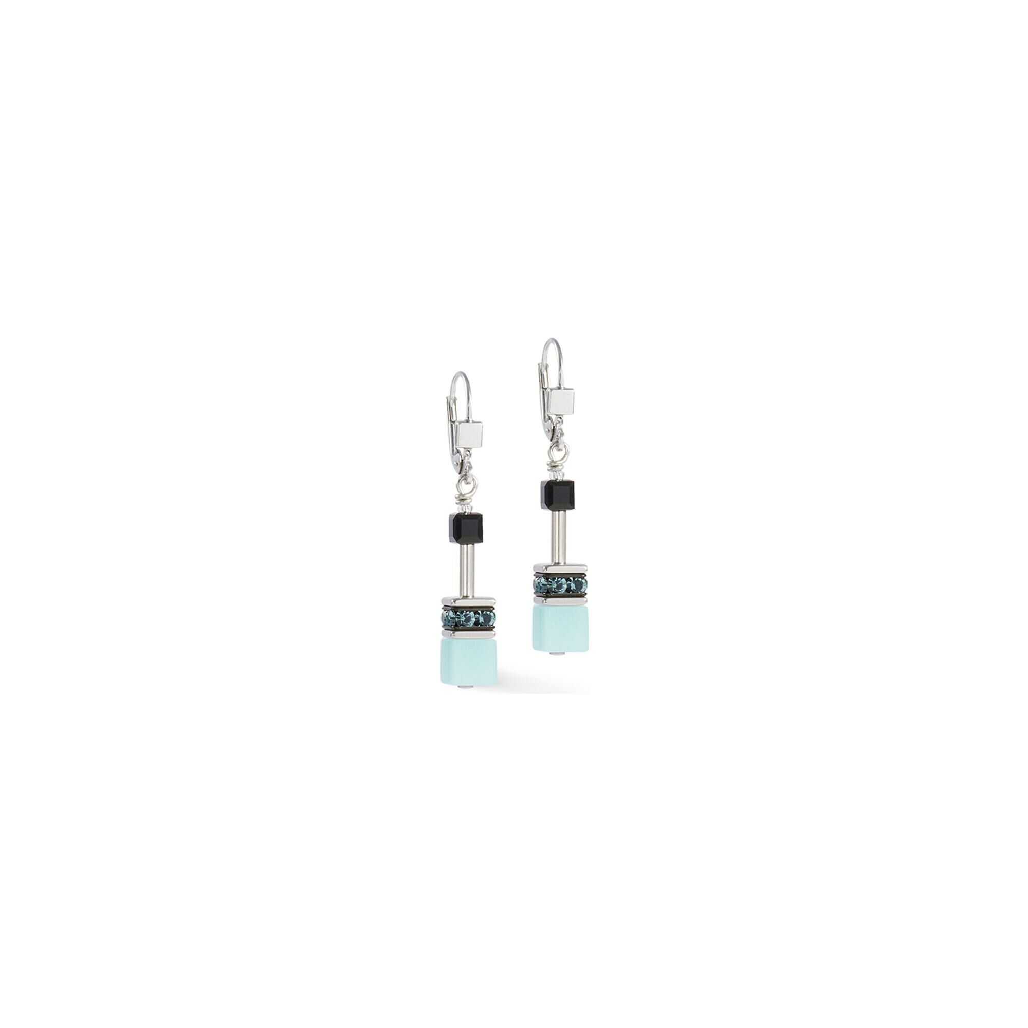 Boucles d'oreilles Coeur de Lion GeoCUBE Iconic en acier, cristaux Swarovski, strass et verre