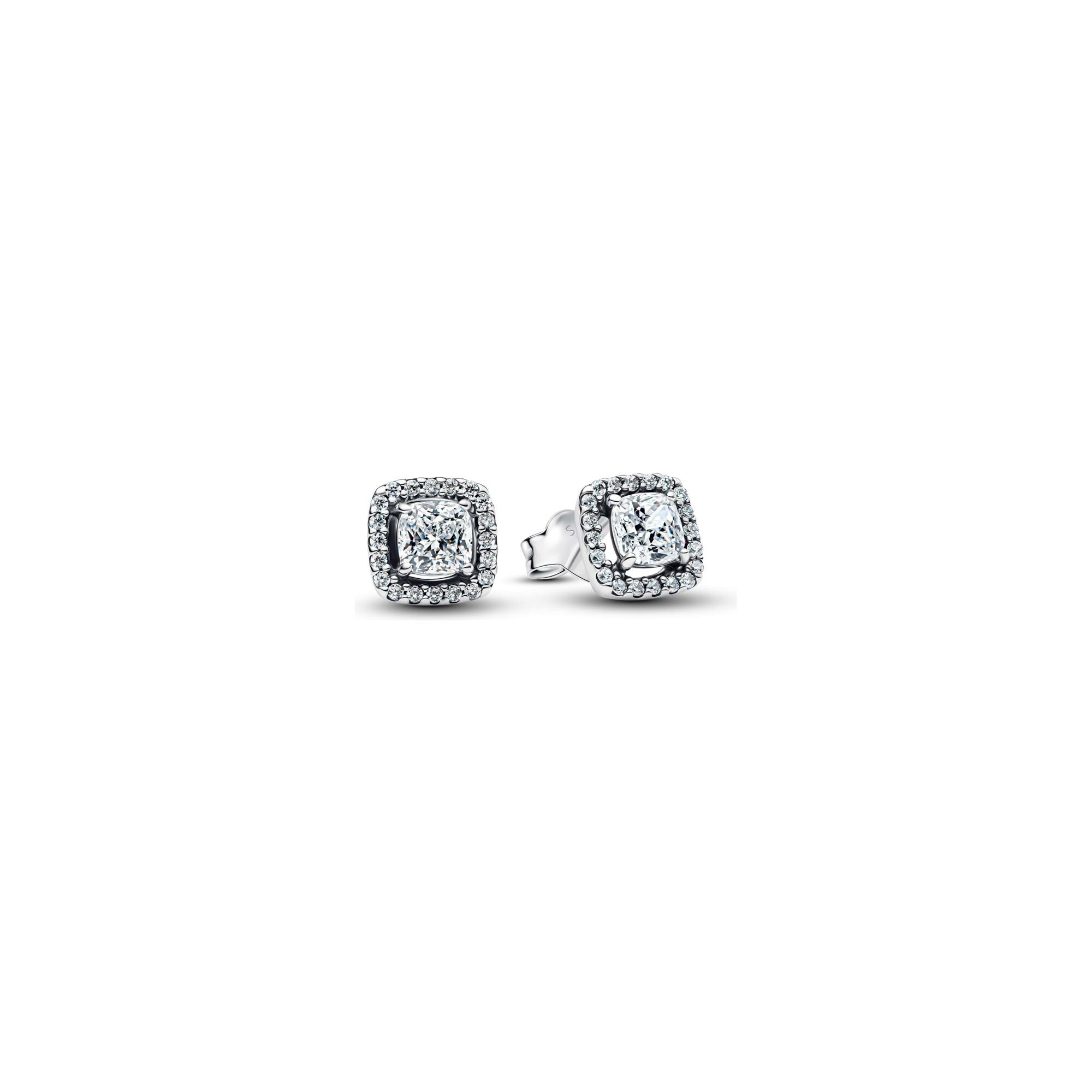 Boucles d'oreilles Pandora Halo Scintillants en argent et oxydes de zirconium