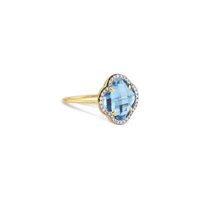 Bague Morganne Bello en or jaune, diamants et topaze bleue vue 2
