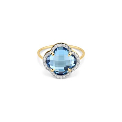 Bague Morganne Bello en or jaune, diamants et topaze bleue vue 3