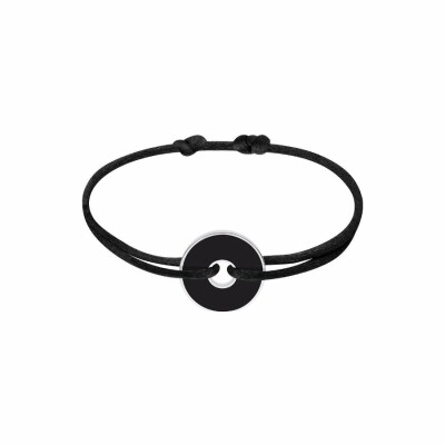 Bracelet En Bois Élastique Symbole De La Paix - Noir Et Blanc - Diamètre 5 Cm
