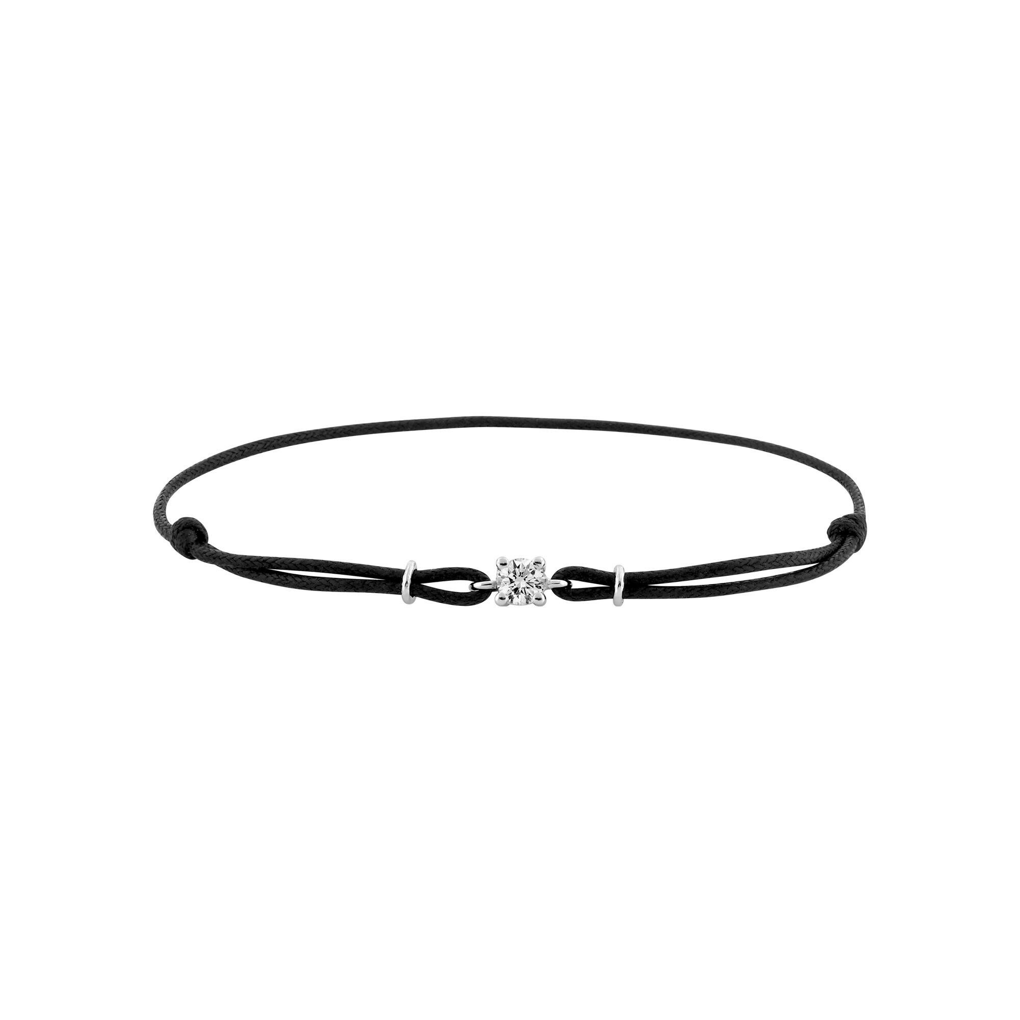 Bracelet corde en argent rhodié et oxyde de zirconium