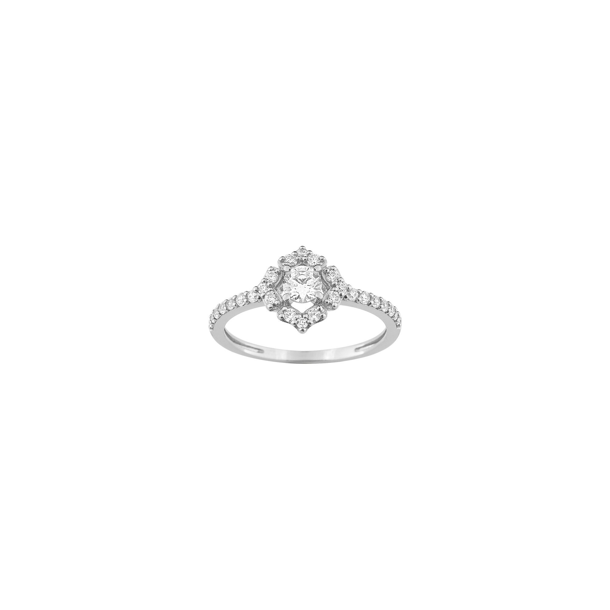Bague en argent rhodié et oxyde de zirconium