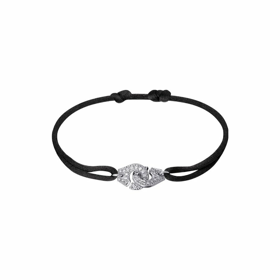 Bracelet sur cordon Menottes dinh van R10 en or blanc et diamants vue 1