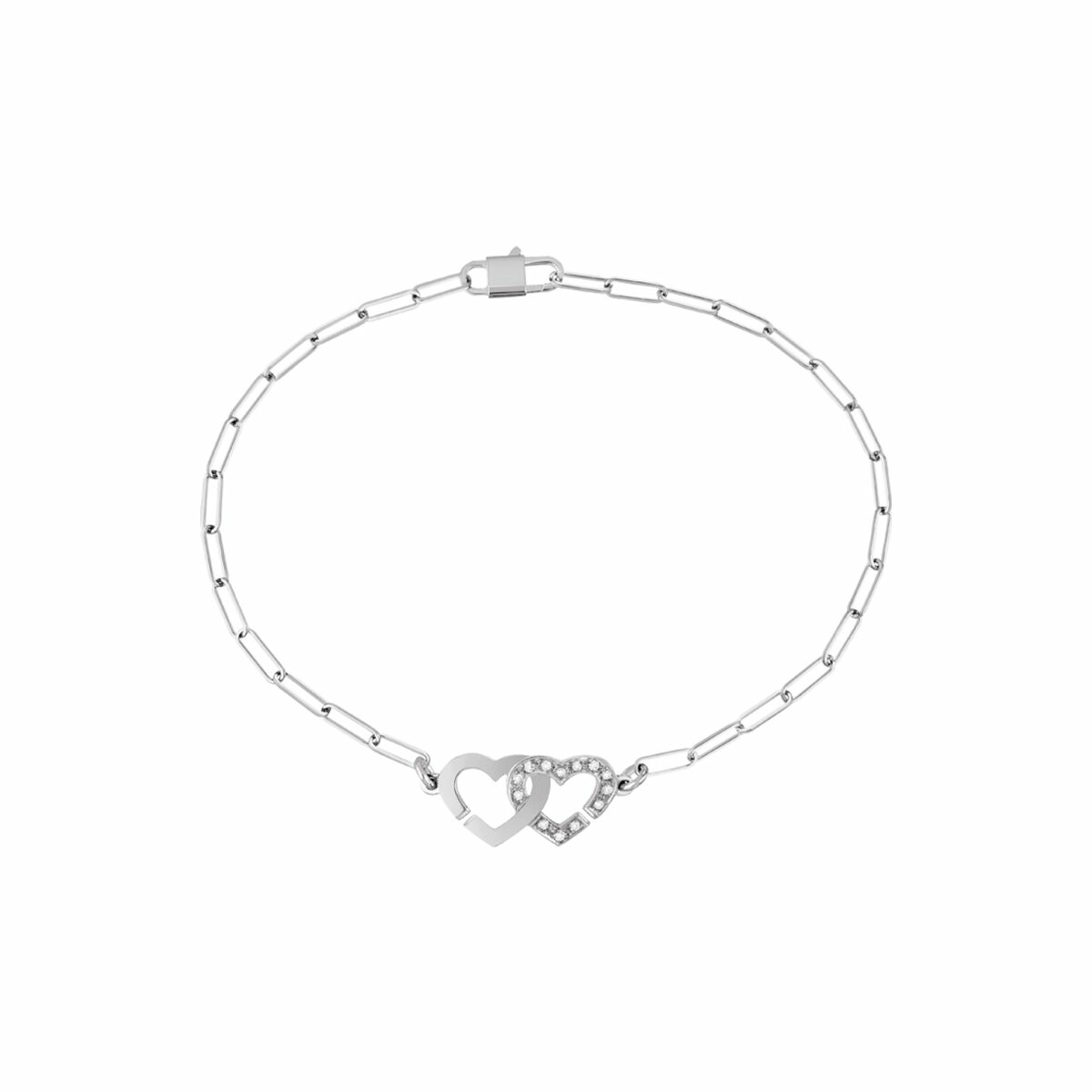 Bracelet dinh van Double Coeurs R9 en or blanc et diamants vue 1