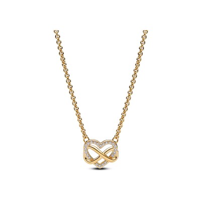 Collier Pandora Cœur Infini Scintillant en métal doré et oxyde de zirconium, 50 cm vue 1