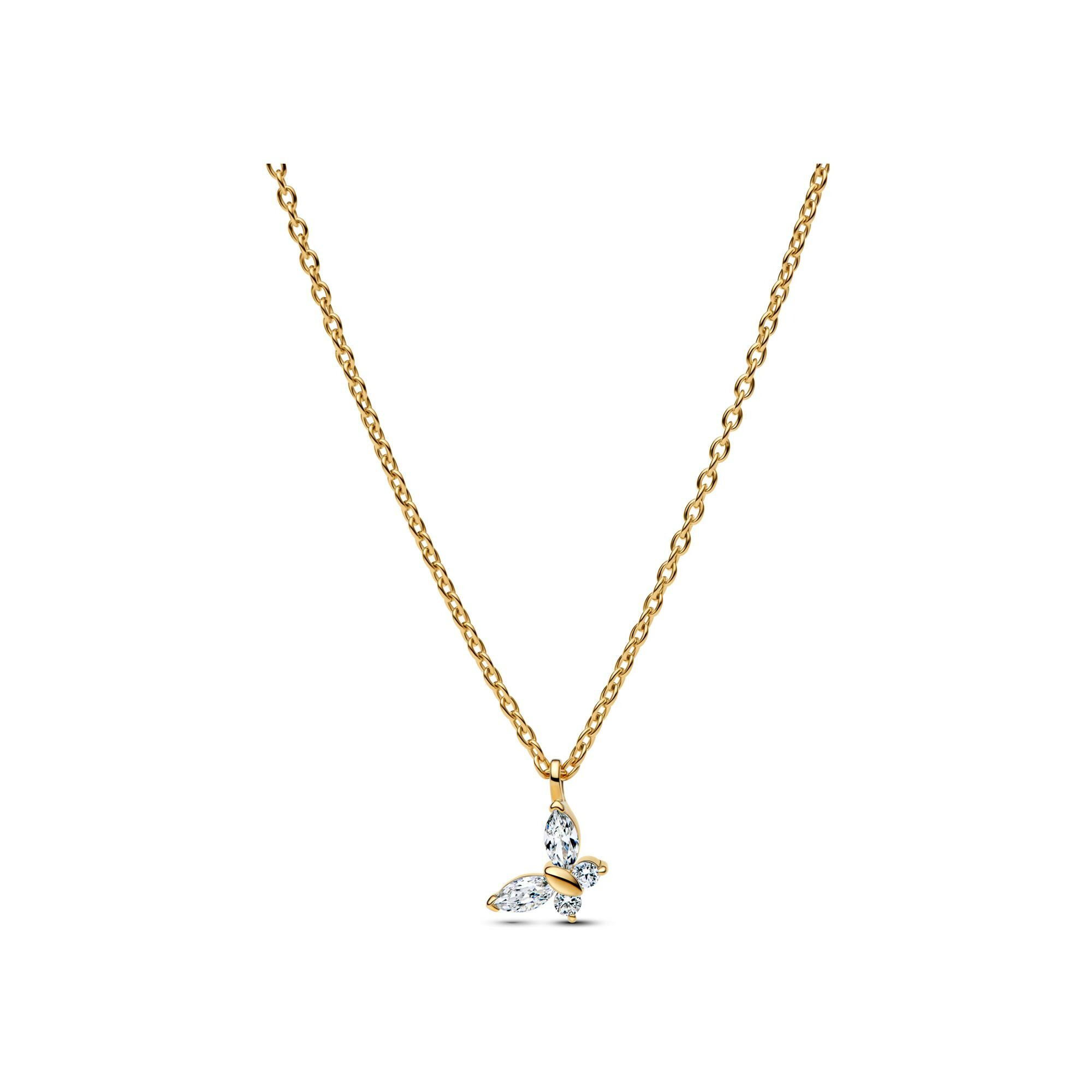 Collier Pandora Papillon en métal doré et oxydes de zirconium, 45 cm