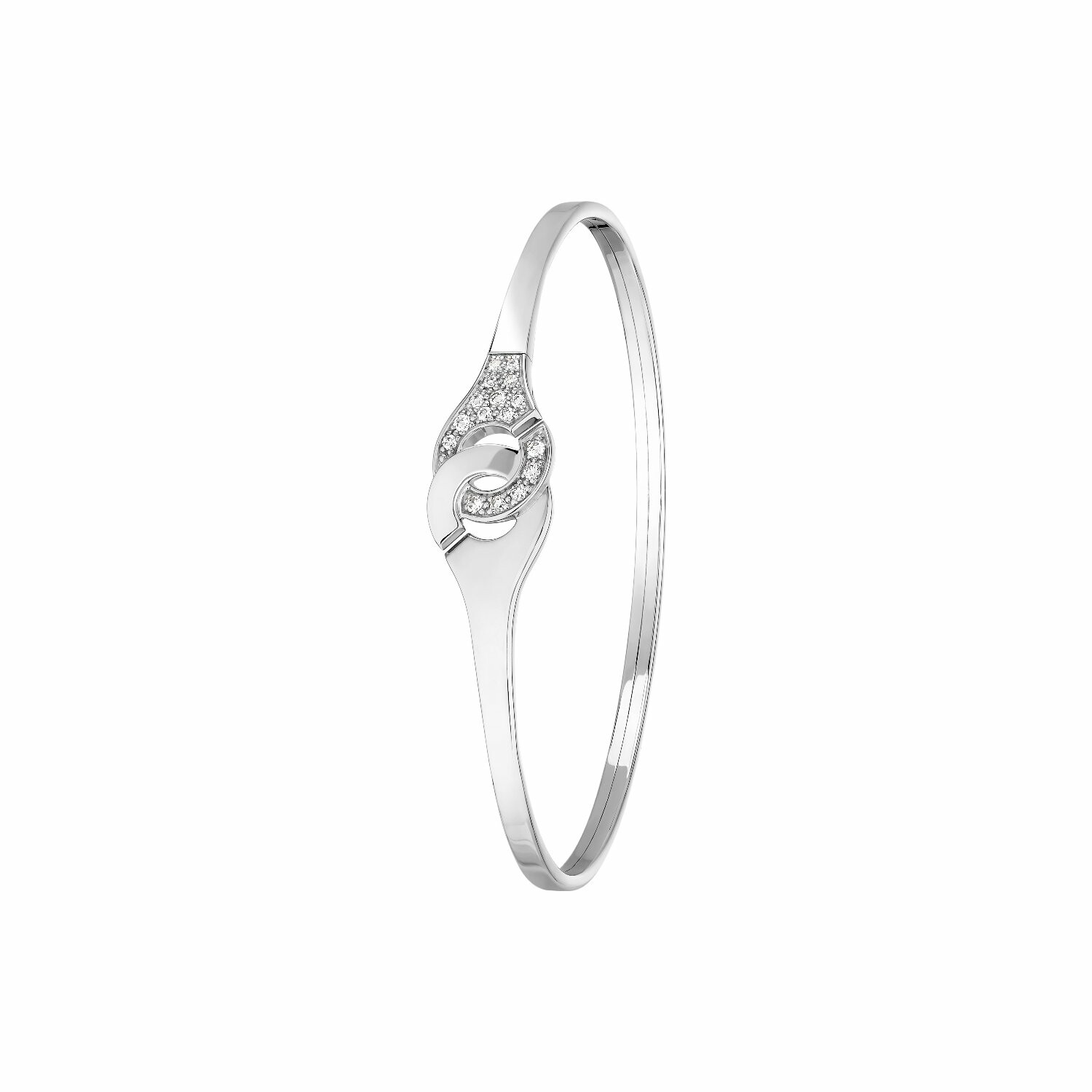Bracelet Menottes dinh van en or blanc et diamants R10 vue 1
