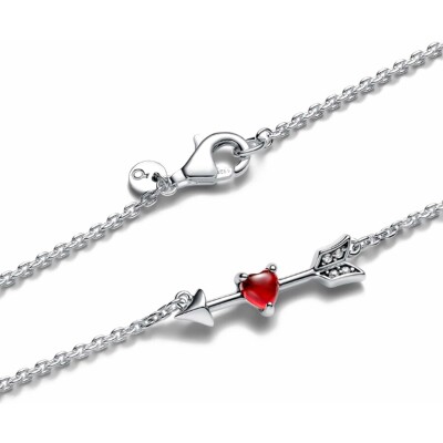 Collier Pandora Moments flèche & cœur en verre de murano en argent vue 2