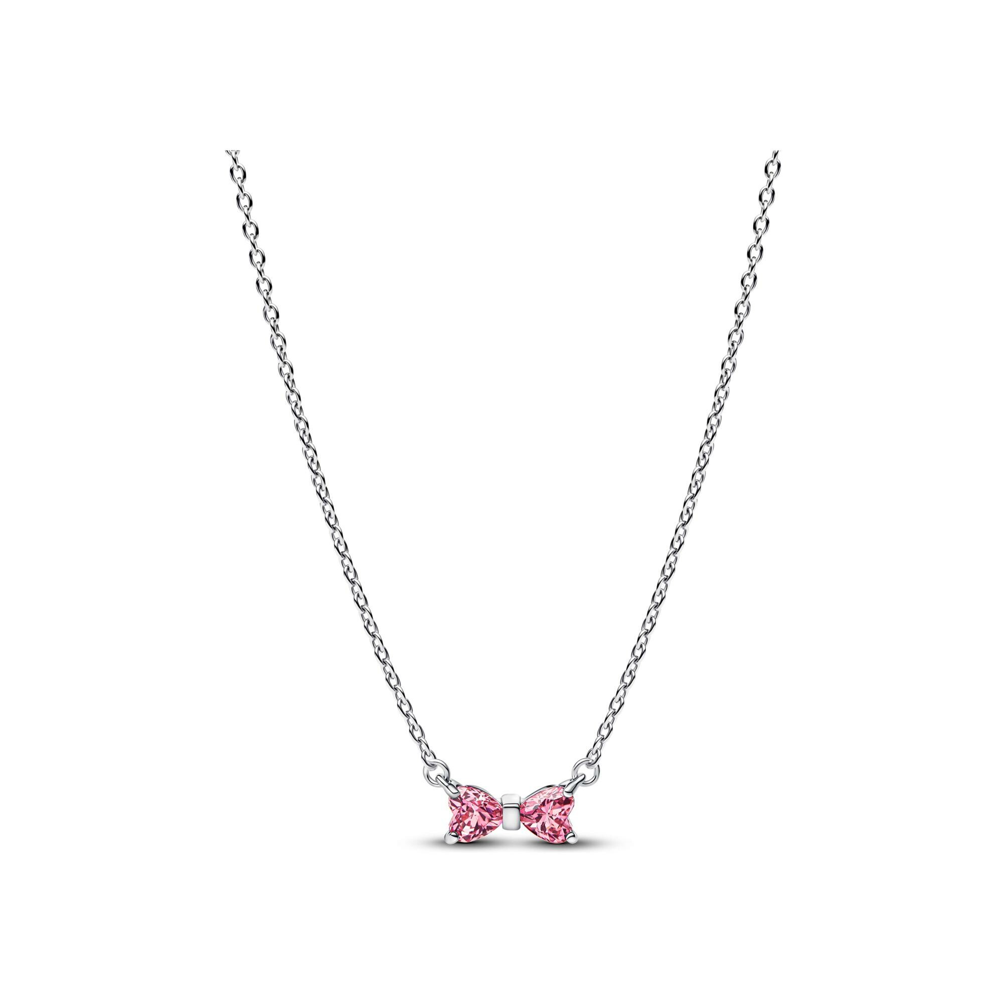 Collier Pandora Nœud Rose en argent et oxydes de zirconium, 45 cm