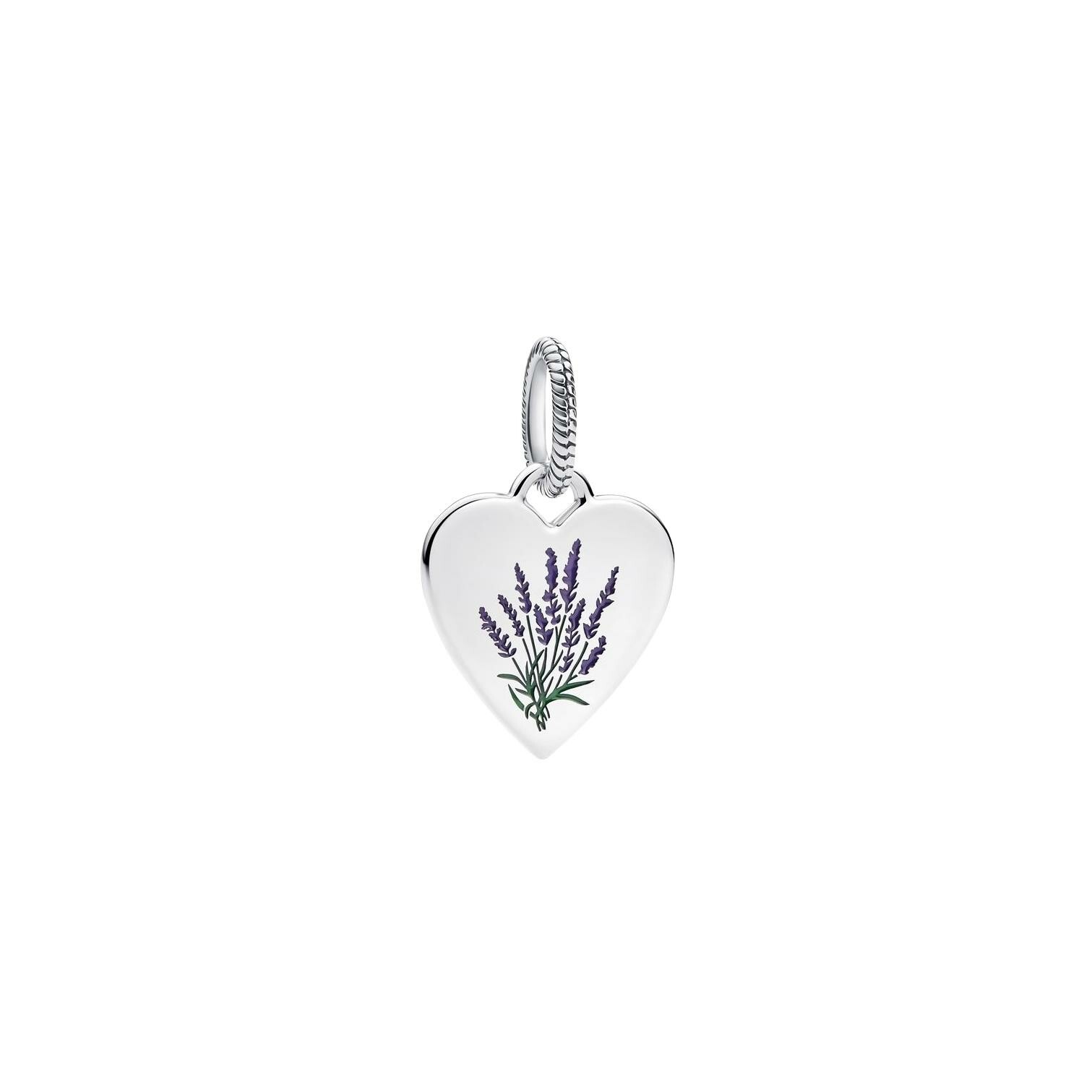 Charm Pandora Pendant Lavande Émail Violet Et Vert en argent
