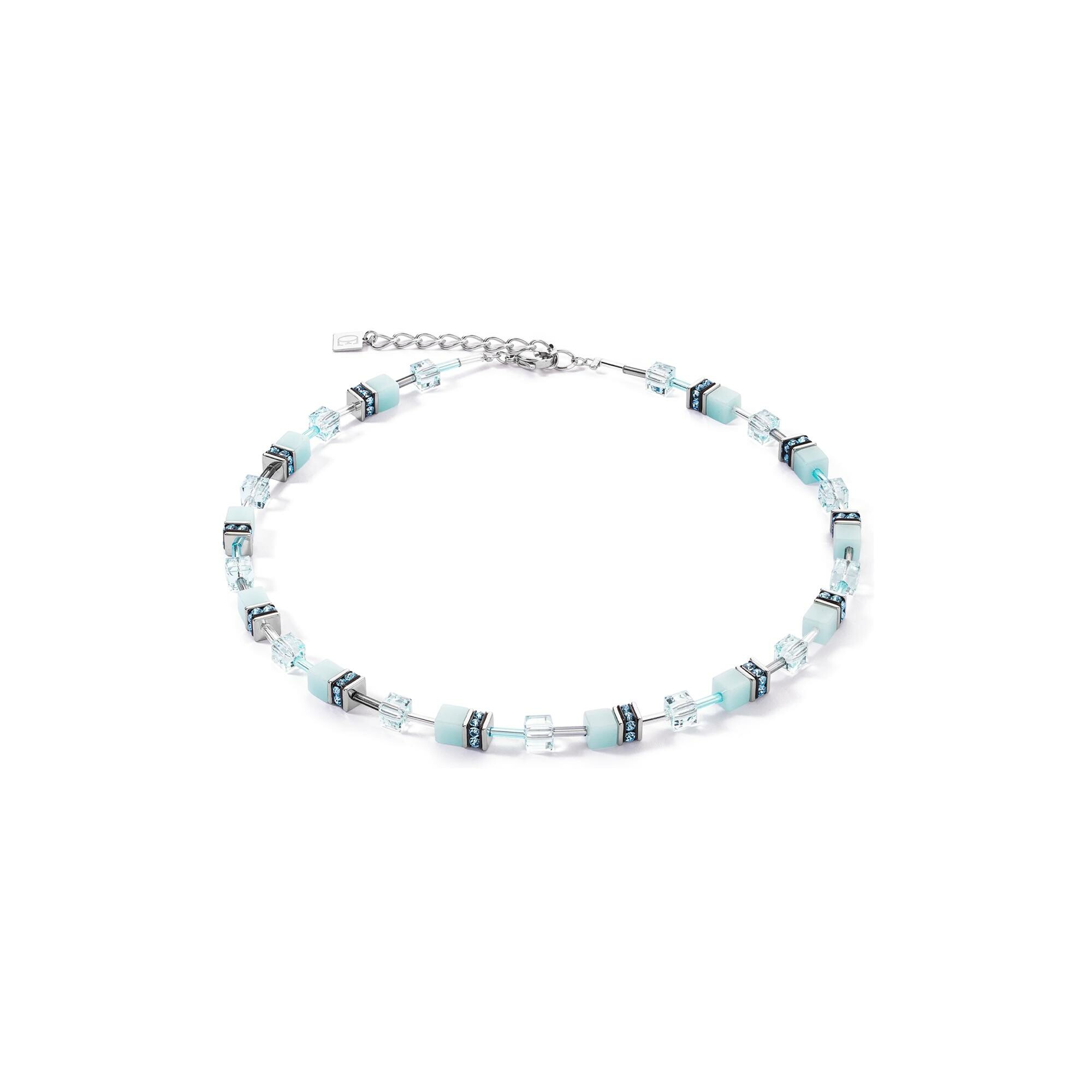 Collier Coeur de Lion GeoCUBE Iconic Mono en acier, cristaux Swarovski, strass et verre